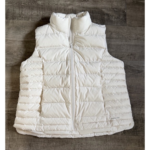 Lands' End Jackets & Blazers - LANDS END Women's PUFFER VEST Jacket Down White Ivory Large Petite